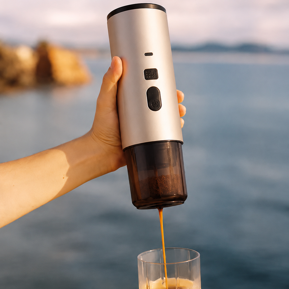 Machine à Espresso Portable Rechargeable Compatible Capsules et Café Moulu